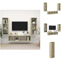 vidaXL Ensemble de 3 meubles TV Chêne Sonoma Matériau dérivé du bois - Meuble TV