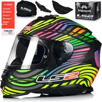 LS2 Helmets Casque intégral avec pare-soleil pour cyclomoteur | LS2 FF800 STORM II | Casque moto | Certificat ECE 22.06 | Casque intégral moto | M (57-58cm)