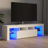 Prolenta Maison Exclusive - Meuble TV avec éclairage LED Blanc 140x36,5x40 cm