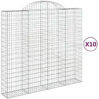 vidaXL Gabions avec arc surélevé 10pcs 200x50x180/200cm Fer galvanisé