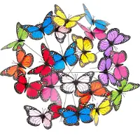 Relaxdays Décoration de jardin Papillon, lot de 36, décoration pour jardinières, piques pour pots, décoration d'extérieur, tiges métalliques, PVC, multicolore