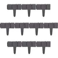 Relaxdays : bordure de parterre, ensemble de 10 éléments, aspect pierre, H x L : 10 x 25 cm, bordure de pelouse à enfoncer, plastique, anthracite