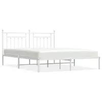 Syfax Cadre de lit métal sans matelas et tête de lit blanc 160x200 cm