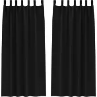 vidaXL Rideaux occultants avec anneaux 2 pcs Noir 260 x 140 cm