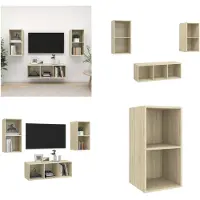 vidaXL 3 pcs. Set d'armoire TV Chêne Sonoma Bois composite - Set d'armoire TV - Set d'armoire TV - Set d'armoire TV suspendue
