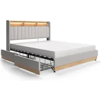VitaliSpa Lit rembourré Nura Gris 160x200 cm avec matelas, Model 51957