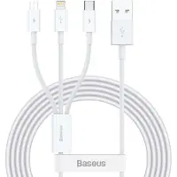 Baseus cable 3in1 USB A vers Micro USB / Lightning / Type C 3,5A CAMLTYS-02 1,5 m blanc