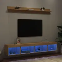 Prolenta Maison Exclusive - Unités murales TV avec LED 5 pcs chêne sonoma bois d'ingénierie