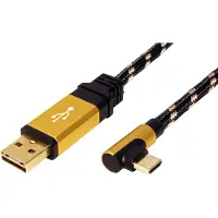 Roline Kabel USB 2.0 kabel, oboustranný USB A(M) - USB C(M) lomený (90°) 0,8m
