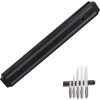 Relaxdays 10 barres magnétiques murales, supports pour ustensiles, barres magnétiques de cuisine, couteaux et outils, en plastique, 33 cm de large, noir