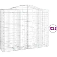vidaXL Gabions avec arc surélevé 15pcs 200x50x160/180cm Fer galvanisé