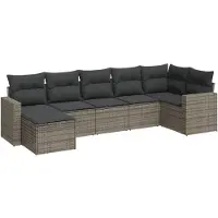 Sonstiges Salon de jardin avec coussins 7 pcs gris résine tressée