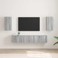 Prolenta Meuble TV mural exclusif - 2 pièces, en panneaux de particules imitation bois Sonoma gris