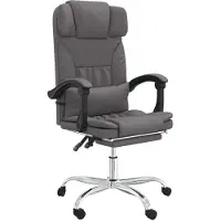 vidaXL Chaise de bureau avec fonction massage Gris Similicuir