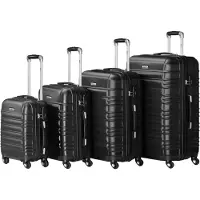 Zelsius Set de 4 valises , noir, valise de voyage en ABS avec serrure à combinaison et séparateur intérieur