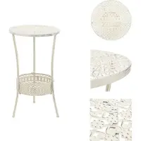 vidaXL Table de bistrot style vintage ronde métal 40 x 70 cm blanc - Tables de salle à manger
