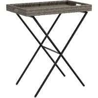 vidaXL Table à plateaux pliante Gris 65x40x75 cm Poly rotin