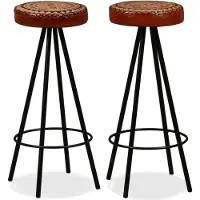 Syfax Tabourets de bar lot de 2 cuir véritable
