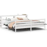 Syfax Cadre de lit avec tête de lit sans matelas blanc 200x200 cm