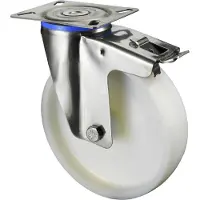 BS Rollen BS Roulettes Roulette pivotante A90 avec blocage total diamètre 100mm capacité de charge 120kg roue en plastique blanc plaque 95x80mm - H120.A90.100