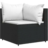Syfax Canapé d'angle de jardin avec coussins Noir Résine tressée