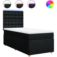 vidaXL Lit boxspring avec matelas noir 90x200 cm Tissu