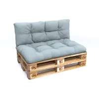 Pokar Coussin pour palette avec belle surpiqûre, Taille:Set coussin d'assise 120x80 + coussin de dossier 120x40, Couleur:Bleu
