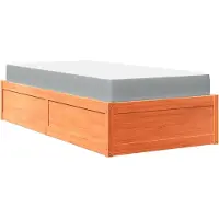 Syfax Lit avec matelas cire marron 100x200 cm bois massif de pin