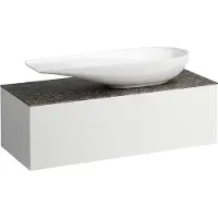 Laufen Il Bagno Alessi Élément à tiroirs, 1 trou pour robinet, plaque de pierre Marrone Naturale, découpe à droite, 120x50x37cm, pour vasque de toilette H81897 4, H4323250979901