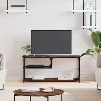 Prolenta Maison Exclusive - Meuble TV Chêne fumé 103x38x46,5 cm Matériau dérivé du bois et acier