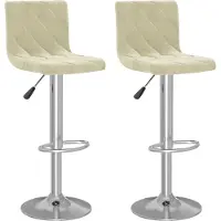 Syfax Tabourets de bar lot de 2 crème velours