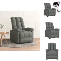 vidaXL Fauteuil de massage électrique gris foncé Tissu - Fauteuil de massage