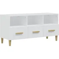 Syfax Meuble TV Blanc 102x36x50 cm Bois d'ingénierie