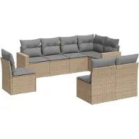vidaXL Ensemble de jardin canapé 8 pièces avec coussins Beige Poly Rattan