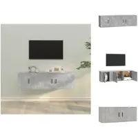 vidaXL Ensemble de meubles TV 2 pièces gris béton Matériau dérivé du bois - Meubles TV