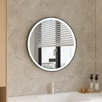 Quality Heating Miroir rond - noir - 60 cm, WLAN, anti-condensation, éclairage LED