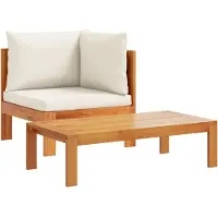 Syfax Salon de jardin avec coussins 2 pcs bois massif acacia