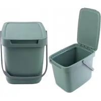 Kadax Poubelle avec couvercle et poignée, Poubelle en plastique, Poubelle pour le tri sélectif (vert, 6L)