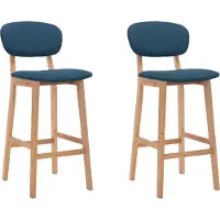 Syfax Tabourets de bar lot de 2 bleu tissu