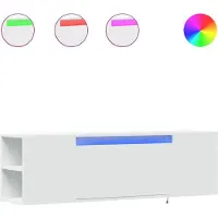 Syfax Meuble TV mural avec lumières LED blanc 135x31x39,5 cm