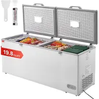 Vevor Congélateur bahut , 19,8 pieds cubes / 561 L Congélateur bahut avec partie supérieure divisée & double couvercle verrouillable, Congélateur bahut commercial indépendant & 4 paniers amovibles
