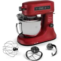 Klarstein Chiara Robot de cuisine multifonctions – 1600 W, bol inox 5 L, 12 vitesses, écran tactile LCD, silencieux ≤ 72 dB, accessoires lavables, set de pâtisserie, boîtier en aluminium moulé, rouge