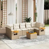 vidaXL Nouveau 2025 - 8-pièces salon de jardin avec coussins - Beige Poly Rattan - Ensemble de meubles de jardin C14827