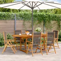 Prolenta Maison Exclusive - Ensemble de salle à manger d'extérieur 7 pièces en polypropylène et bois massif, gris