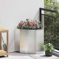 Prolenta Maison Exclusive - Jardinière d'angle argentée 45 x 45 x 50 cm en acier inoxydable