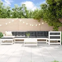 Prolenta Maison Exclusive - Salon de jardin 8 pcs avec coussins blanc bois massif