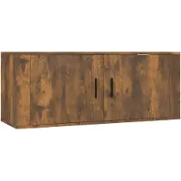 Syfax Meuble TV mural Chêne fumé 100x34,5x40 cm