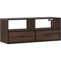 Syfax Meuble TV chêne marron 100x31x39,5cm bois d'ingénierie et métal