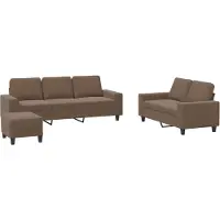 Syfax Ensemble de canapés 3 pcs marron tissu