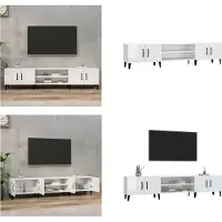 vidaXL Armoire TV Blanc brillant 180x31,5x40 cm Bois composite - Armoire TV - Meubles TV - Supports TV